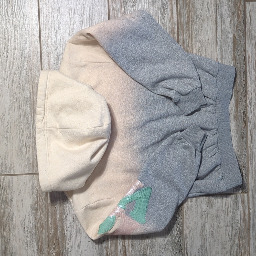 Loyd/Ford Palm Springs Gray Pink Ombre Sequin LOVE Hoodie Sweatshirt Small - Picture 4 of 8